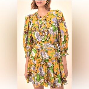 NWOT - Farm Rio Capri Floral Button Front Mini Dress w/ Belt